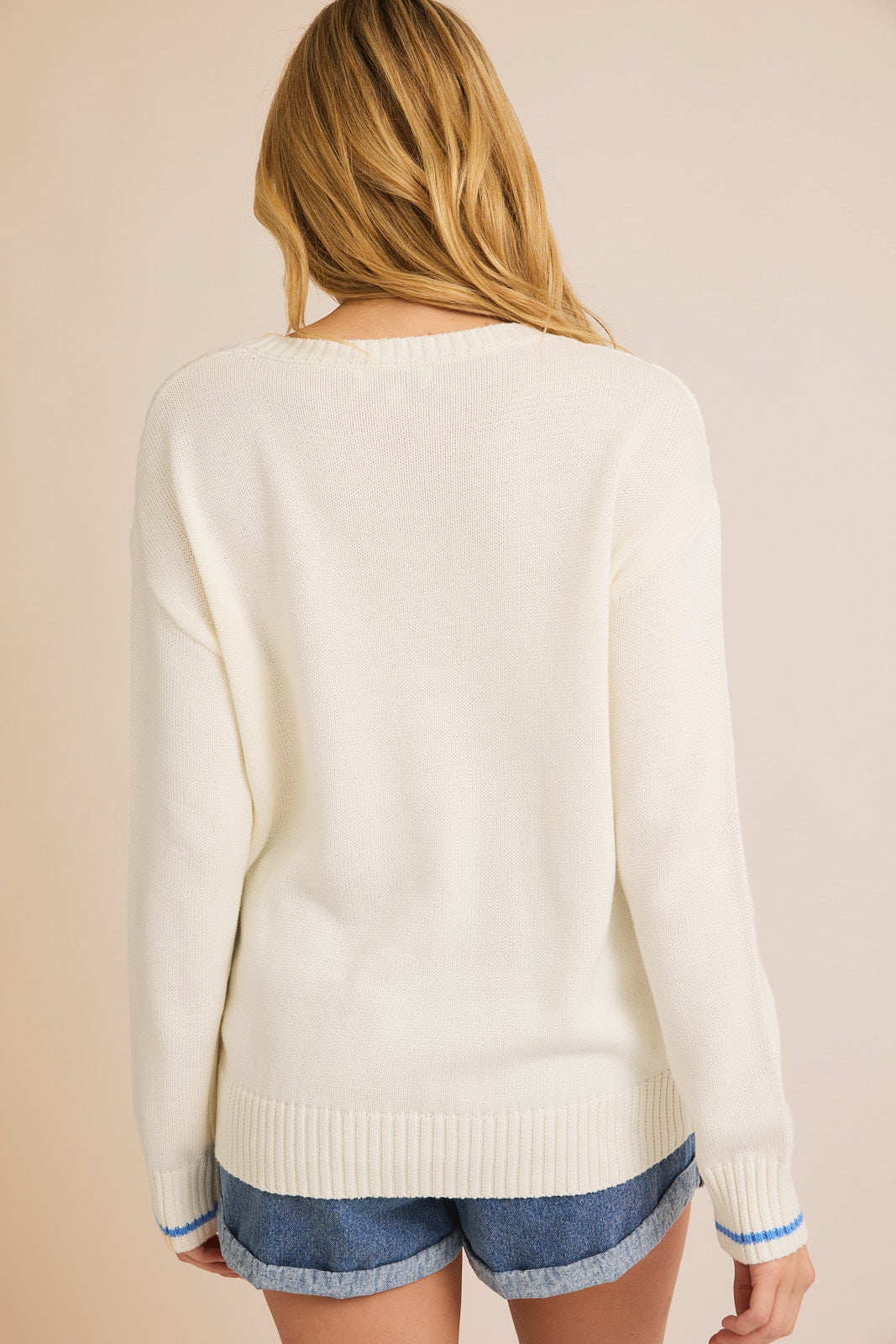 トップス LIBERE CHEEKY KNIT SWEAT / IVORY DISTRESSED OVERSIZED SWEATER – Bluetique